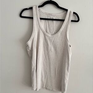 Aerie tuck it in tank top, scoop neck, cream, cotton, size large